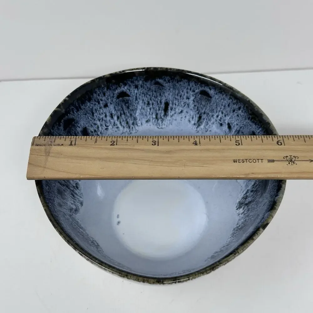 West Elm Reactive Glaze 3 pc. Place Setting Blue, Black, White Brown